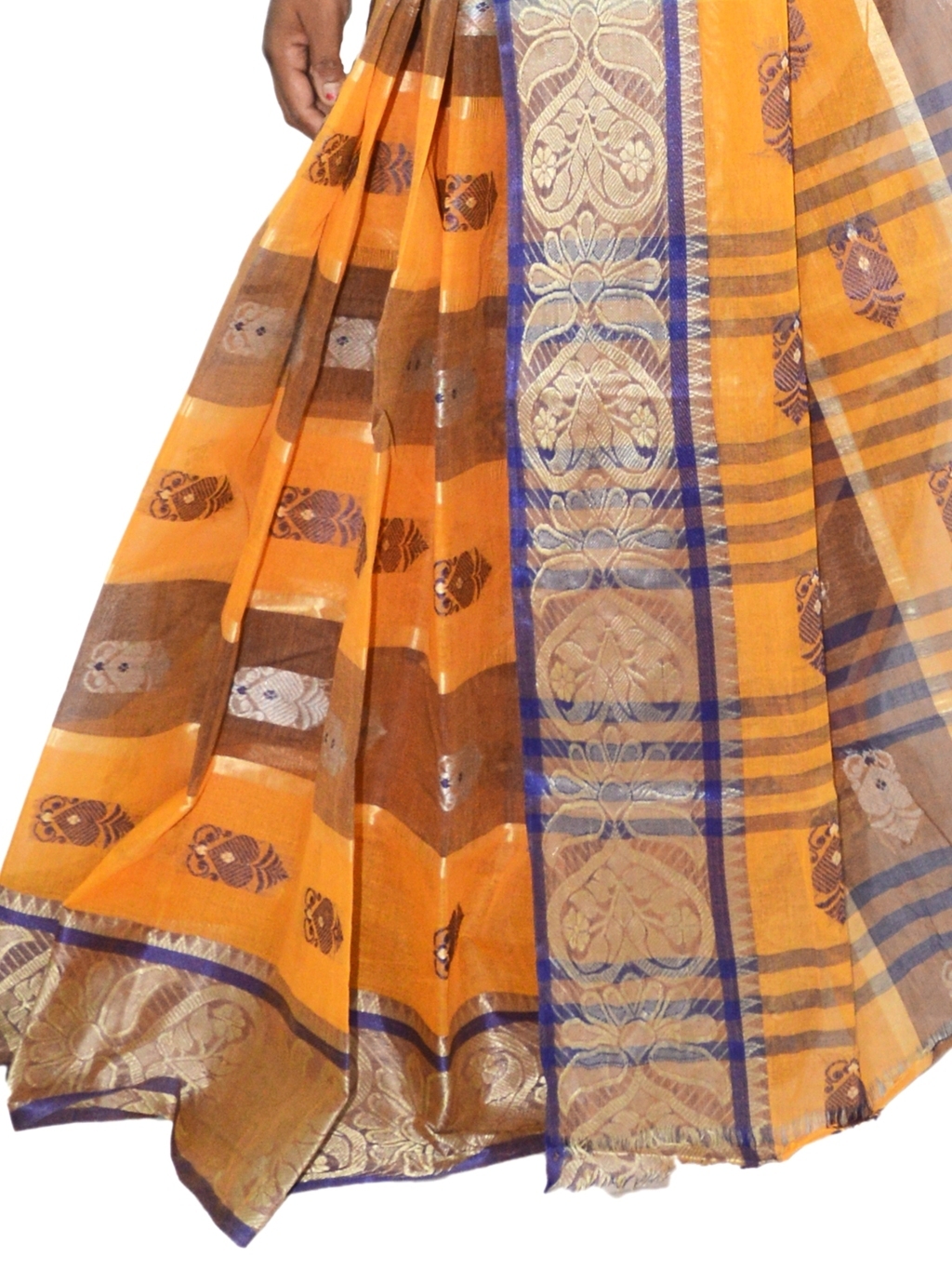 Orange Pure Cotton Krishnakali_Ankit Tant Saree (770)